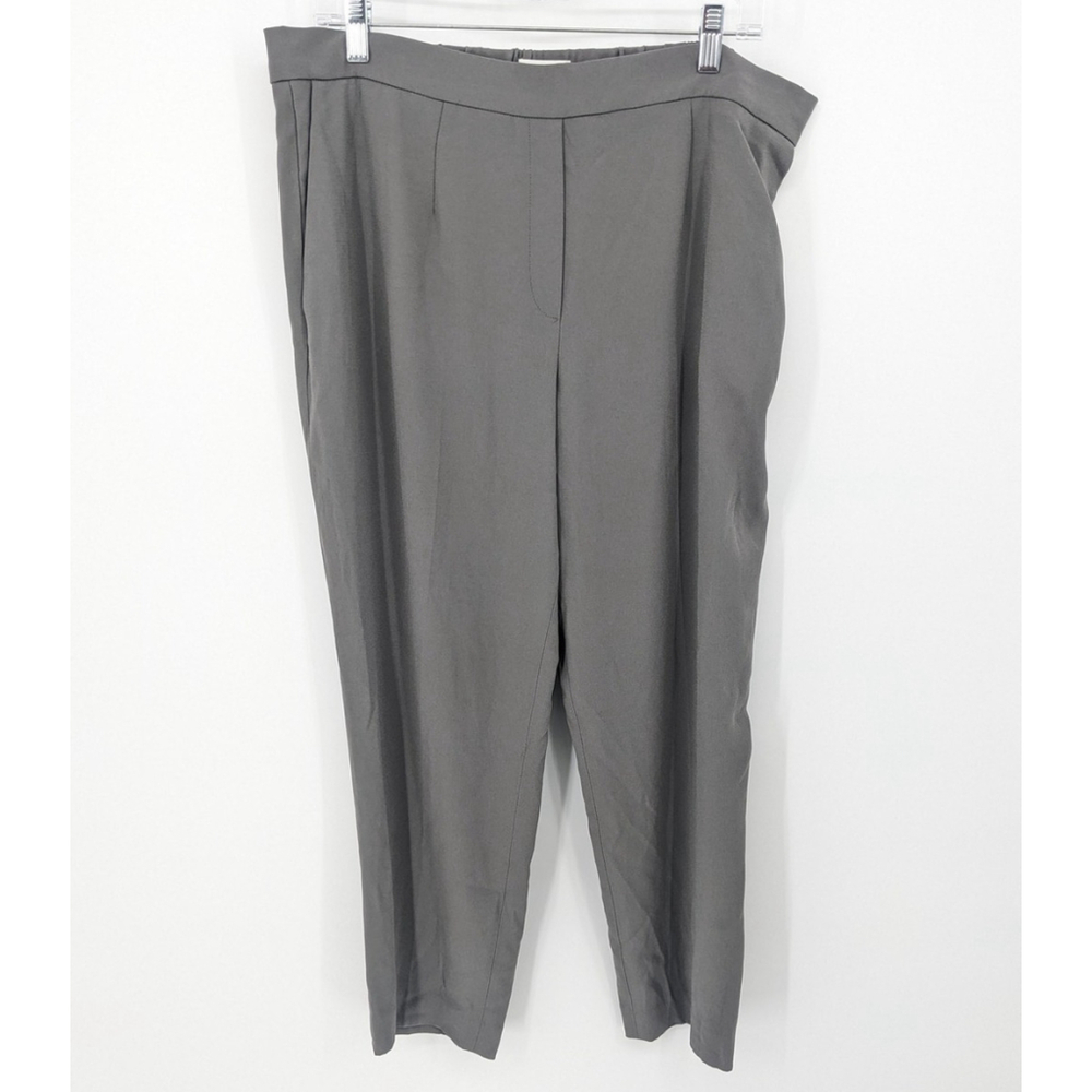 Babaton Pants Womens 16 Gray Tapered High‎ Rise Pull On Office Trouser Pockets